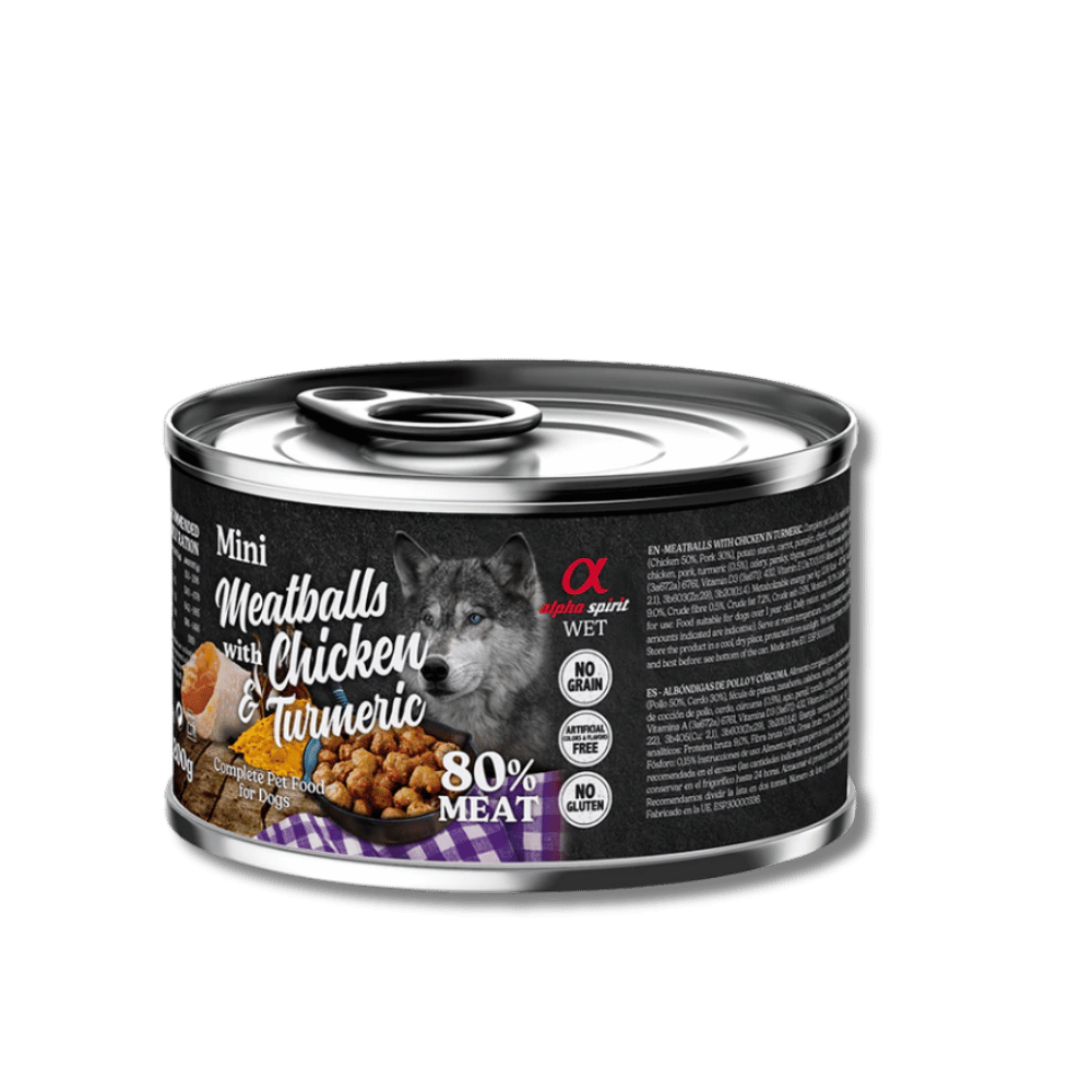 ALBÓNDIGAS DE POLLO Y CÚRCUMA PARA PERROS - 200 G